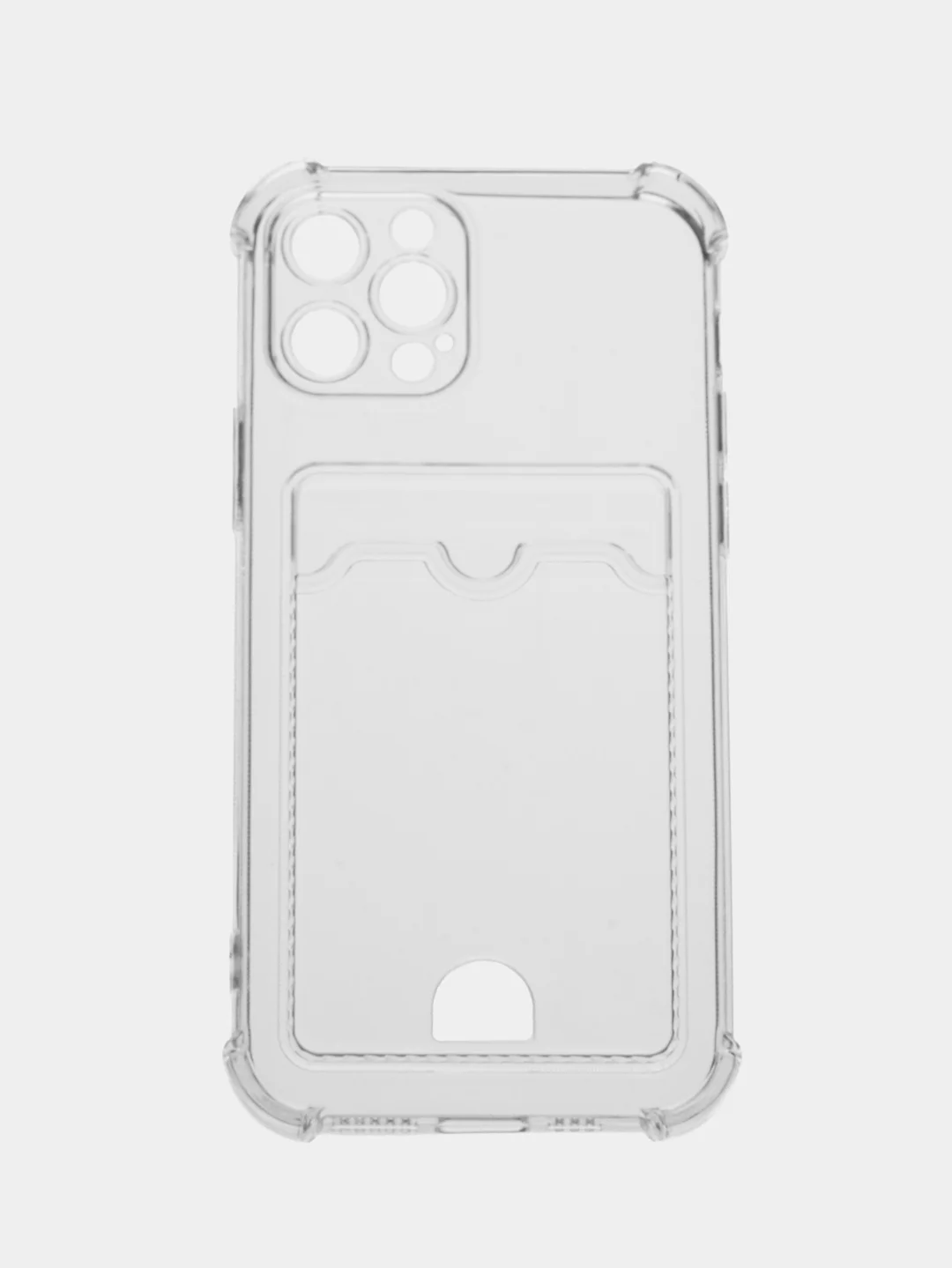 Прозрачный чехол для iPhone (Айфон) 11, 12, 13, 14, XR, 7, 8, Plus, Pro Max, с картхолдером, силиконовый