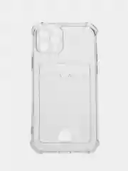 Прозрачный чехол для iPhone (Айфон) 11, 12, 13, 14, XR, 7, 8, Plus, Pro Max, с картхолдером, силиконовый
