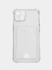 Прозрачный чехол для iPhone (Айфон) 11, 12, 13, 14, XR, 7, 8, Plus, Pro Max, с картхолдером, силиконовый