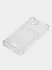 Прозрачный чехол для iPhone (Айфон) 11, 12, 13, 14, XR, 7, 8, Plus, Pro Max, с картхолдером, силиконовый