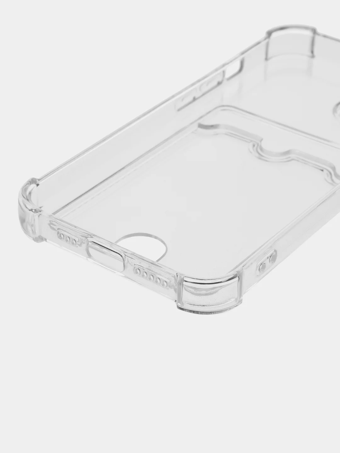 Прозрачный чехол для iPhone (Айфон) 11, 12, 13, 14, XR, 7, 8, Plus, Pro Max, с картхолдером, силиконовый