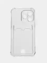 Прозрачный чехол для iPhone (Айфон) 11, 12, 13, 14, XR, 7, 8, Plus, Pro Max, с картхолдером, силиконовый