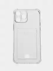 Прозрачный чехол для iPhone (Айфон) 11, 12, 13, 14, XR, 7, 8, Plus, Pro Max, с картхолдером, силиконовый