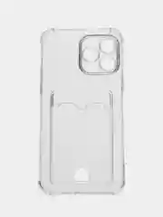 Прозрачный чехол для iPhone (Айфон) 11, 12, 13, 14, XR, 7, 8, Plus, Pro Max, с картхолдером, силиконовый