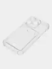 Прозрачный чехол для iPhone (Айфон) 11, 12, 13, 14, XR, 7, 8, Plus, Pro Max, с картхолдером, силиконовый