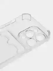Прозрачный чехол для iPhone (Айфон) 11, 12, 13, 14, XR, 7, 8, Plus, Pro Max, с картхолдером, силиконовый
