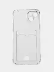 Прозрачный чехол для iPhone (Айфон) 11, 12, 13, 14, XR, 7, 8, Plus, Pro Max, с картхолдером, силиконовый