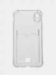 Прозрачный чехол для iPhone (Айфон) 11, 12, 13, 14, XR, 7, 8, Plus, Pro Max, с картхолдером, силиконовый
