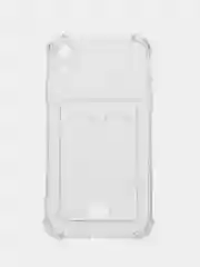 Прозрачный чехол для iPhone (Айфон) 11, 12, 13, 14, XR, 7, 8, Plus, Pro Max, с картхолдером, силиконовый
