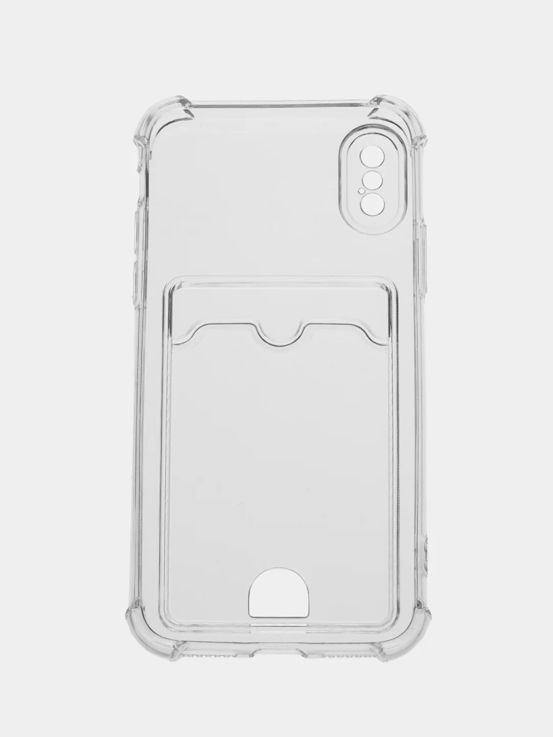 Прозрачный чехол для iPhone (Айфон) 11, 12, 13, 14, XR, 7, 8, Plus, Pro Max, с картхолдером, силиконовый