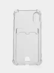 Прозрачный чехол для iPhone (Айфон) 11, 12, 13, 14, XR, 7, 8, Plus, Pro Max, с картхолдером, силиконовый