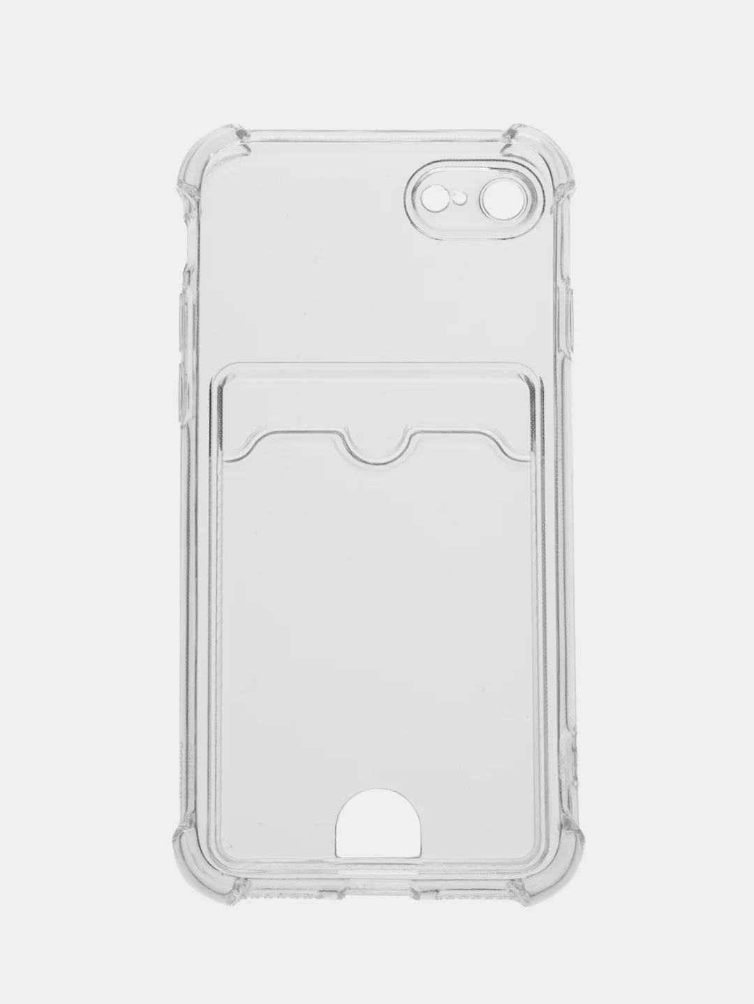 Прозрачный чехол для iPhone (Айфон) 11, 12, 13, 14, XR, 7, 8, Plus, Pro Max, с картхолдером, силиконовый