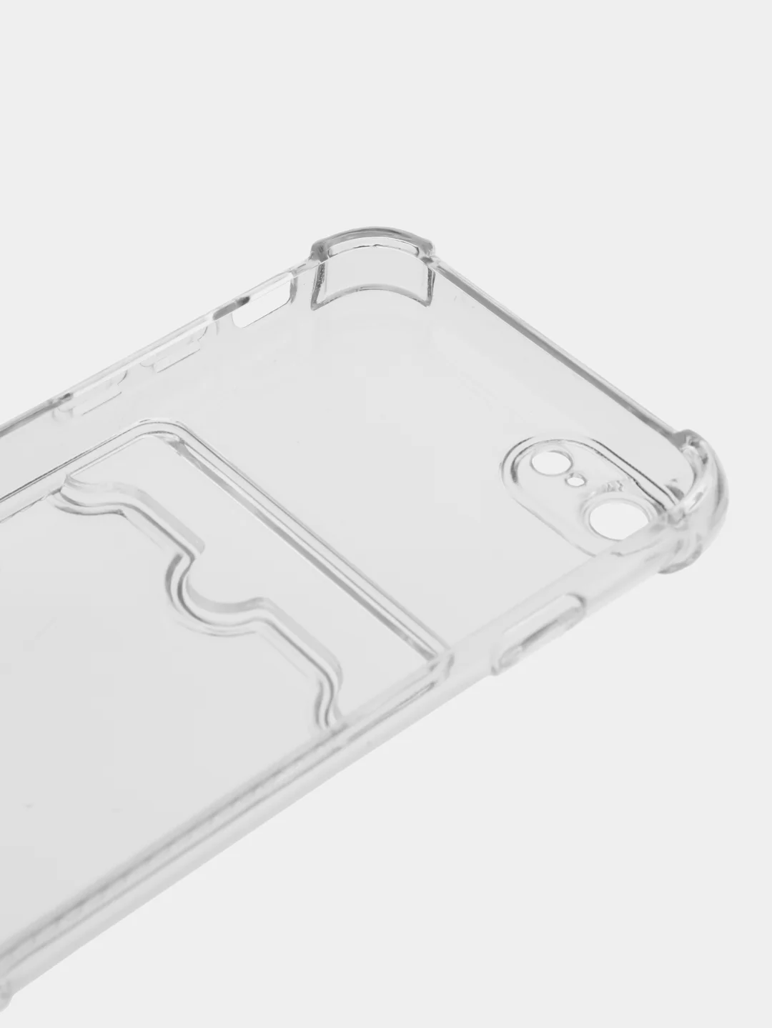 Прозрачный чехол для iPhone (Айфон) 11, 12, 13, 14, XR, 7, 8, Plus, Pro Max, с картхолдером, силиконовый