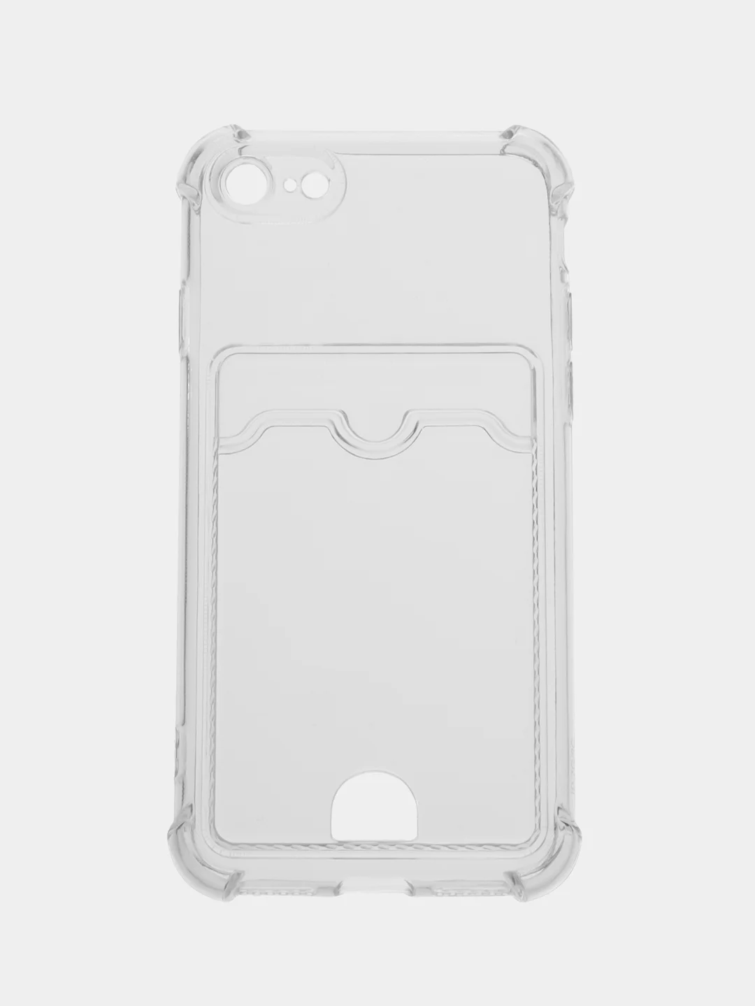 Прозрачный чехол для iPhone (Айфон) 11, 12, 13, 14, XR, 7, 8, Plus, Pro Max, с картхолдером, силиконовый