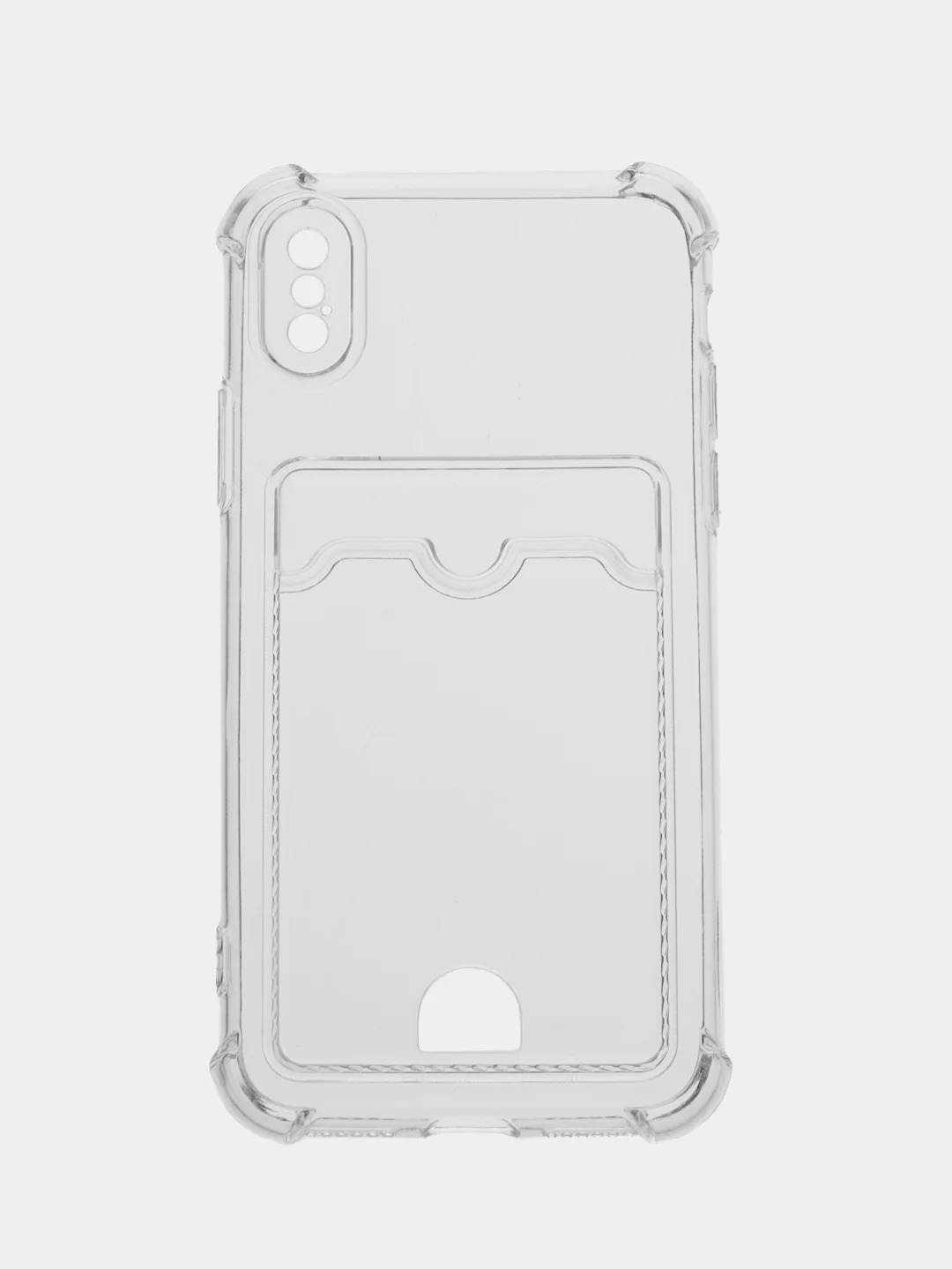 Прозрачный чехол для iPhone (Айфон) 11, 12, 13, 14, XR, 7, 8, Plus, Pro Max, с картхолдером, силиконовый