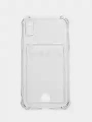 Прозрачный чехол для iPhone (Айфон) 11, 12, 13, 14, XR, 7, 8, Plus, Pro Max, с картхолдером, силиконовый