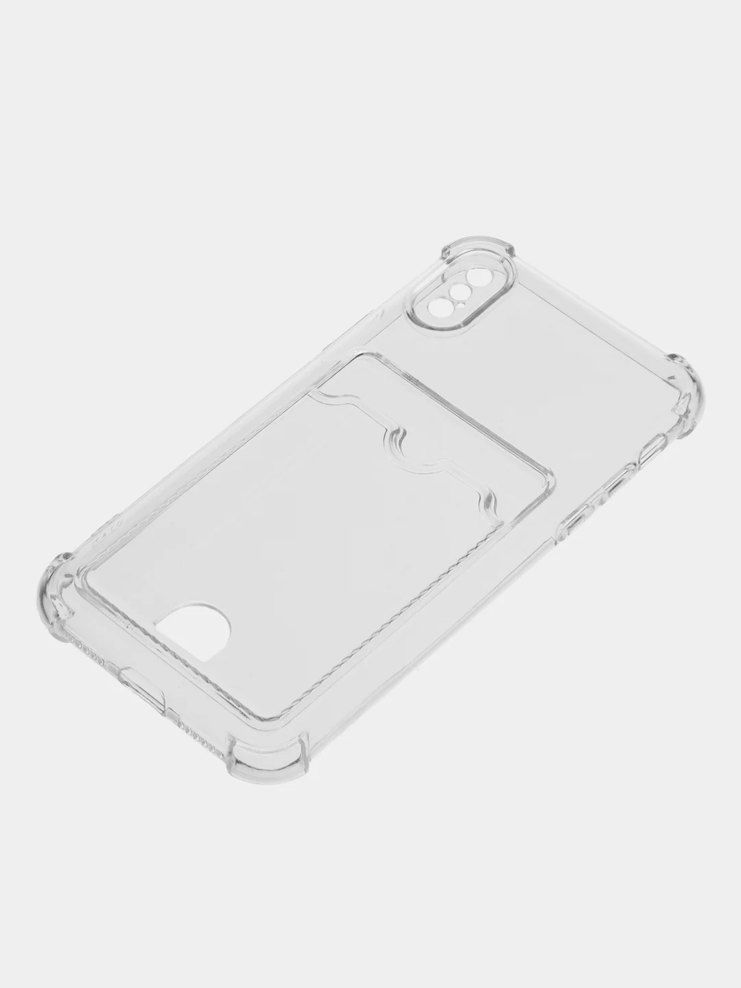 Прозрачный чехол для iPhone (Айфон) 11, 12, 13, 14, XR, 7, 8, Plus, Pro Max, с картхолдером, силиконовый