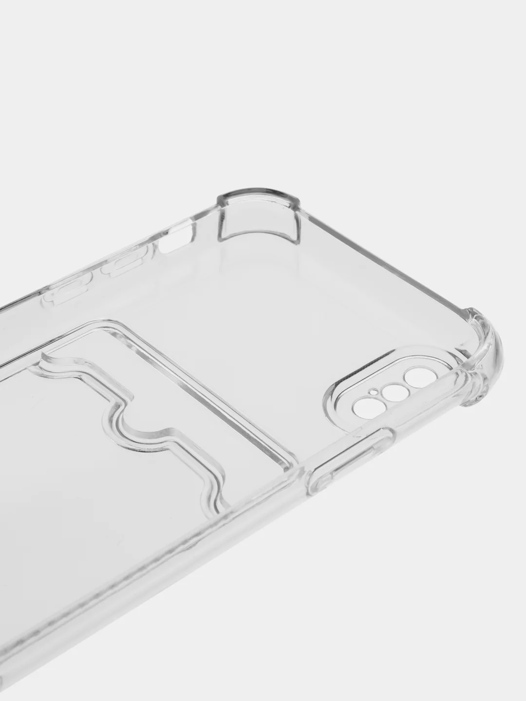 Прозрачный чехол для iPhone (Айфон) 11, 12, 13, 14, XR, 7, 8, Plus, Pro Max, с картхолдером, силиконовый