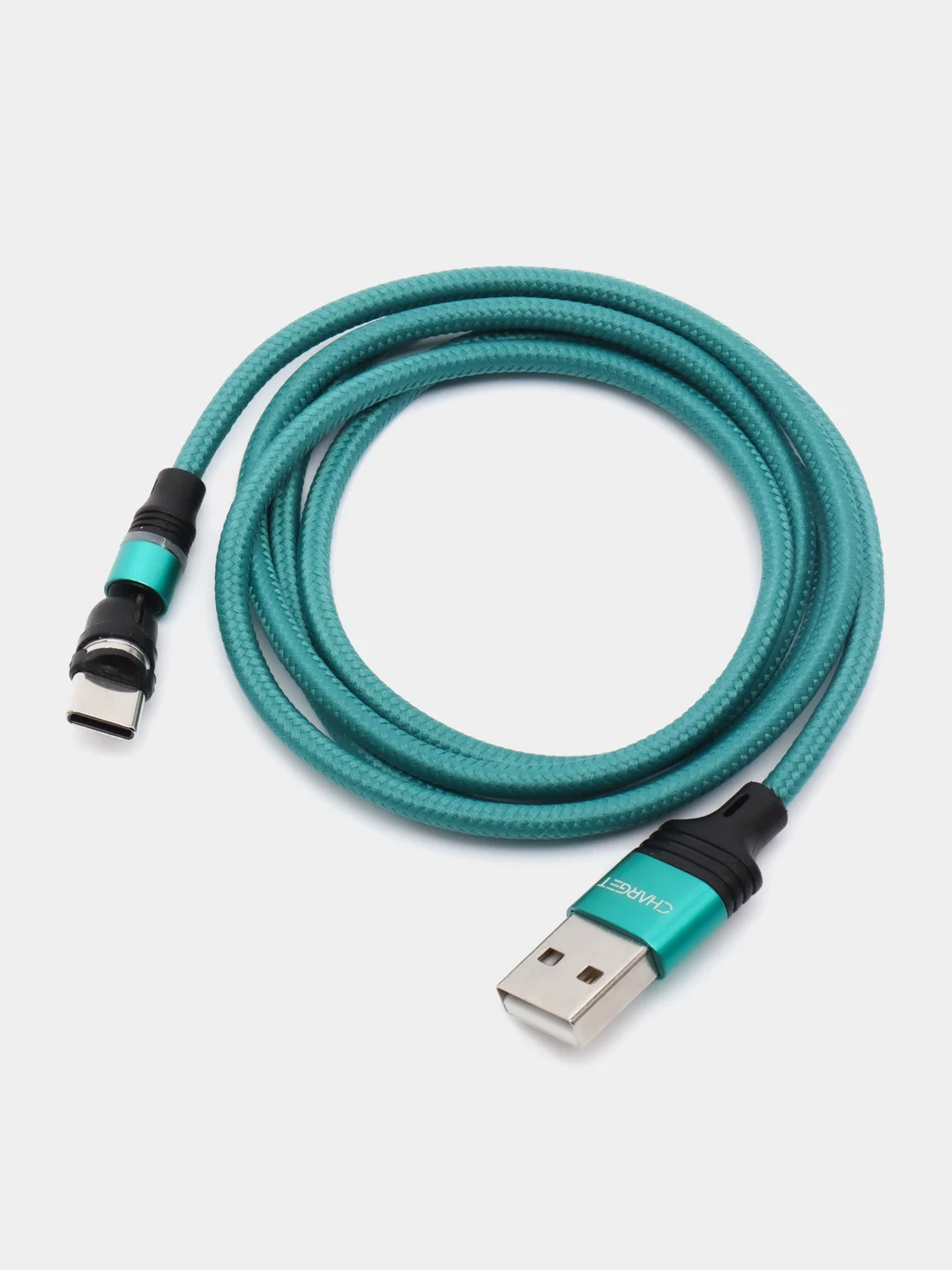 Бирюзовый кабель Charget NL circle backlight Quick charge 3.0 поворотный