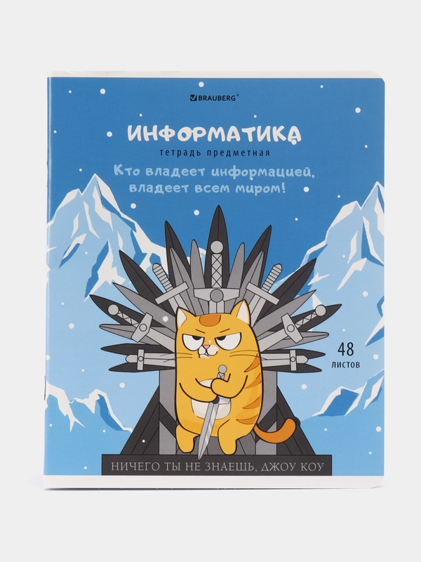 Тетрадь общая для школы предметная Кот-энтузиаст 48 листов Информатика, Brauberg, 404562