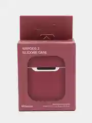 Бордовый силиконовый чехол AA для наушников Apple Airpods 1/2