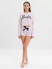 Женская пижама с принтом "Barbie": футболка с длинным рукавом и шорты