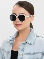Белый солнцезащитные очки, круглые