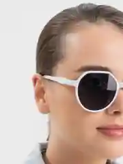 Белый солнцезащитные очки, круглые
