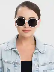 Белый солнцезащитные очки, круглые