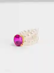 Кольцо женское из искусственного жемчуга, безразмерное с кристаллом Swarovski