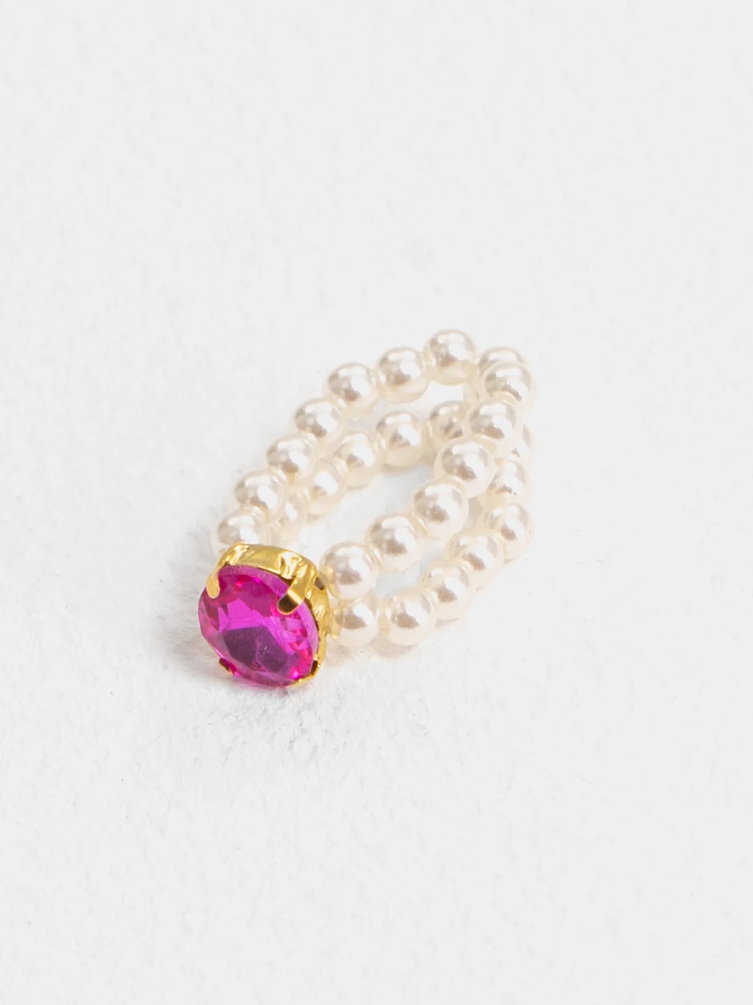 Кольцо женское из искусственного жемчуга, безразмерное с кристаллом Swarovski