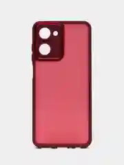 Бордовый чехол матовый для Realme 10, Реалми 10, пластиковый, полупрозрачный, с глянцевой рамкой