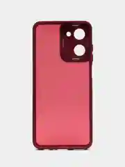 Бордовый чехол матовый для Realme 10, Реалми 10, пластиковый, полупрозрачный, с глянцевой рамкой