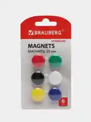 Магниты для магнитной доски канцелярские мощные, Набор 6 штук Brauberg Standard, 237469