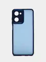 Синий чехол матовый для Realme 10, Реалми 10, пластиковый, полупрозрачный, с глянцевой рамкой