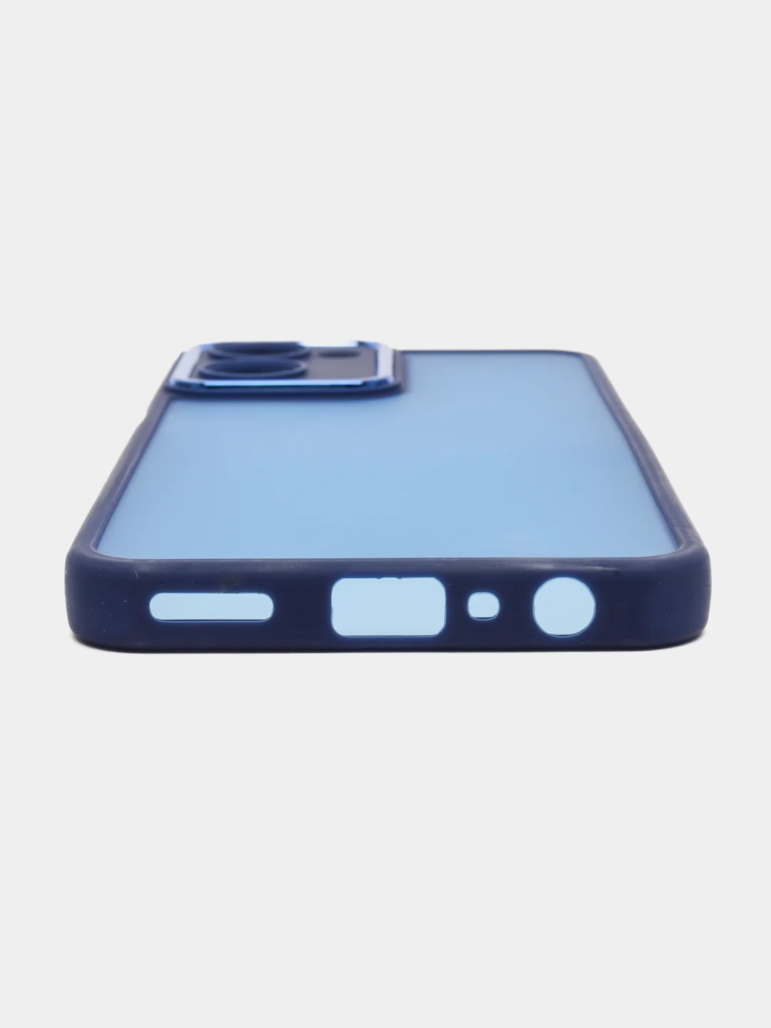 Синий чехол матовый для Realme 10, Реалми 10, пластиковый, полупрозрачный, с глянцевой рамкой