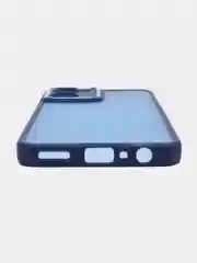 Синий чехол матовый для Realme 10, Реалми 10, пластиковый, полупрозрачный, с глянцевой рамкой