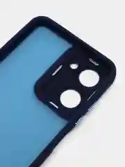 Синий чехол матовый для Realme 10, Реалми 10, пластиковый, полупрозрачный, с глянцевой рамкой