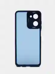 Синий чехол матовый для Realme 10, Реалми 10, пластиковый, полупрозрачный, с глянцевой рамкой