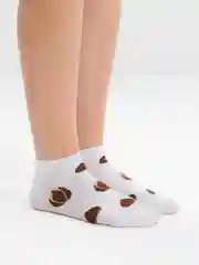 Белый короткие женские носки, с принтом