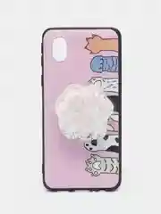 Розовый силиконовый чехол с рисунком и подставкой на Samsung A20 A30 A21s Note 20 Ultra