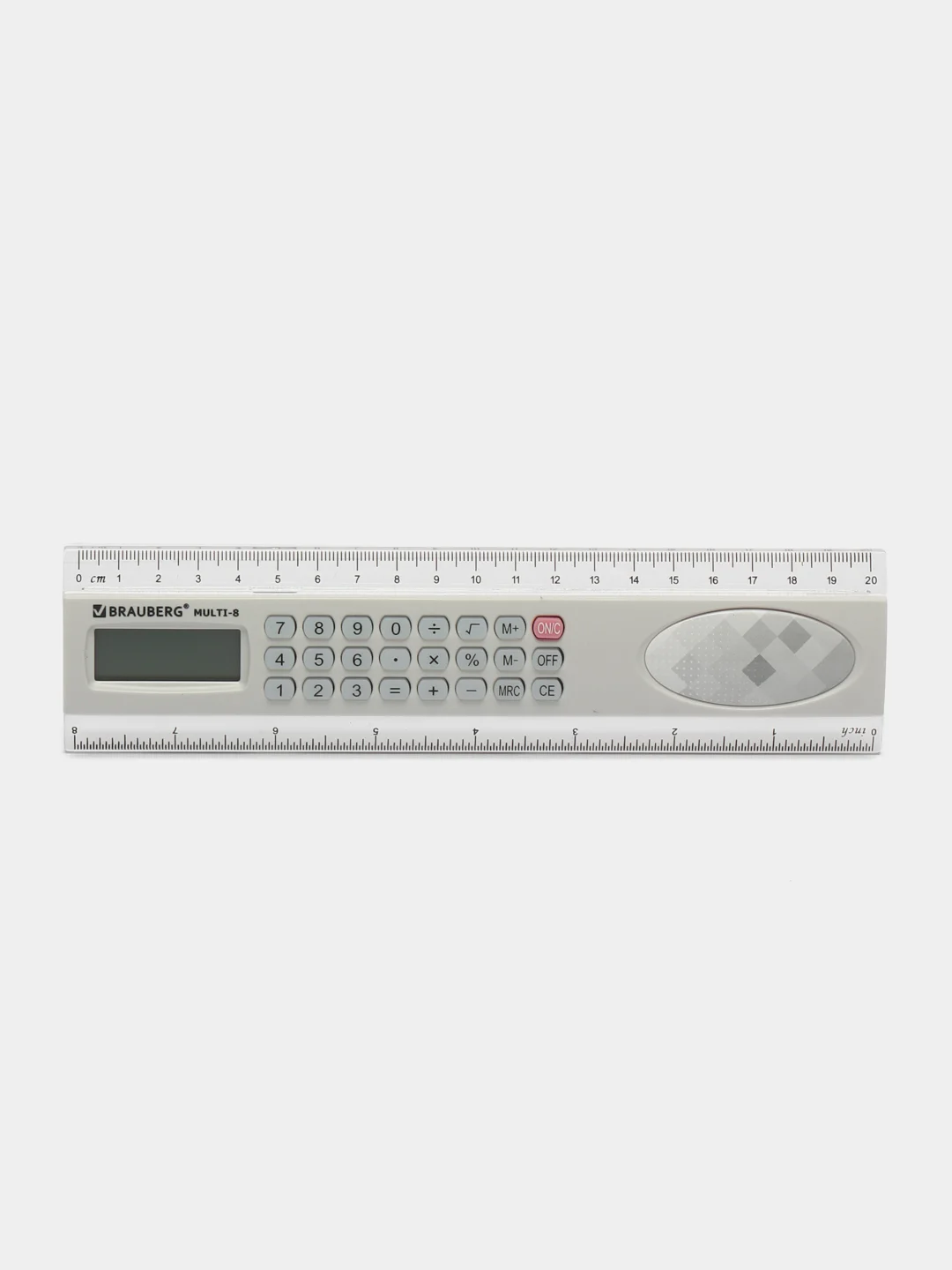 Линейка с калькулятором электронным 20 см BRAUBERG MULTI-8 (53x210 мм), 8 разрядов, 250540