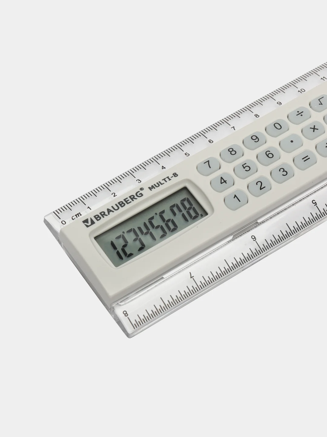 Линейка с калькулятором электронным 20 см BRAUBERG MULTI-8 (53x210 мм), 8 разрядов, 250540