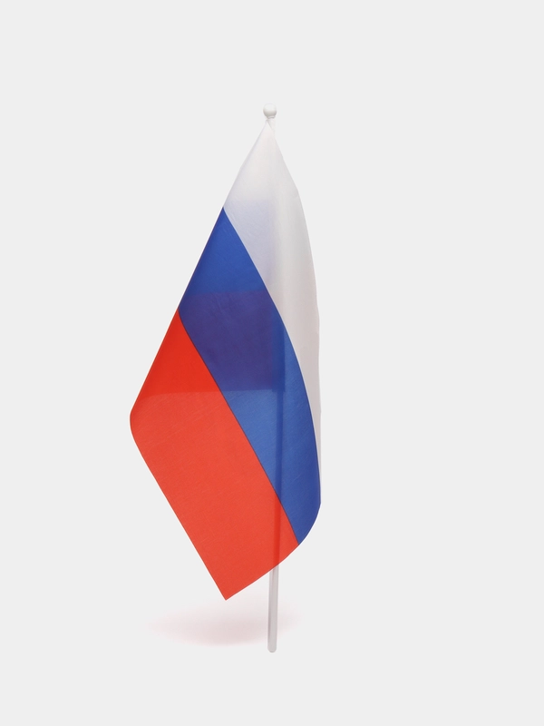 Флаг России, триколор РФ ручной 30х45 см, без герба, с флагштоком, Brauberg/staff, 550182