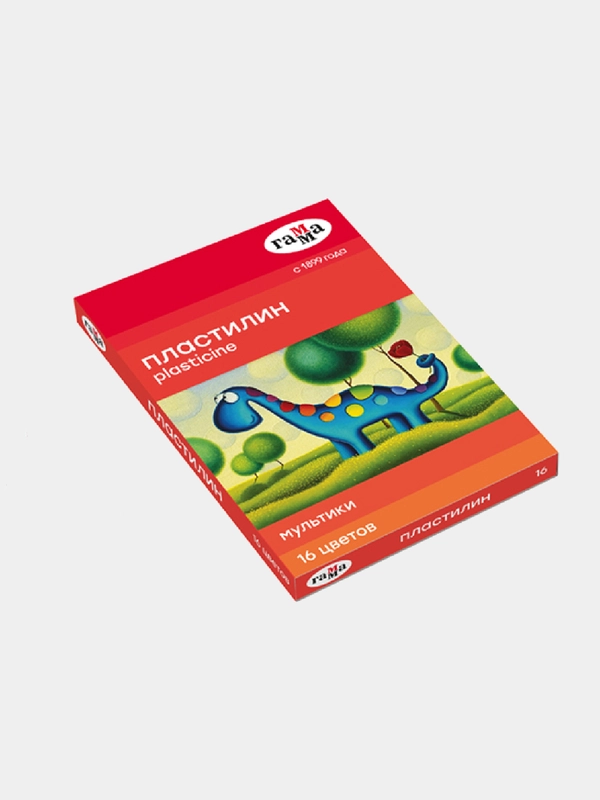 Пластилин 16 цветов, Гамма "Мультики", 320г, со стеком