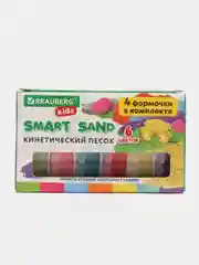Песок для лепки и моделирования кинетический детский Brauberg 6 цветов, 4 формочки, 665090