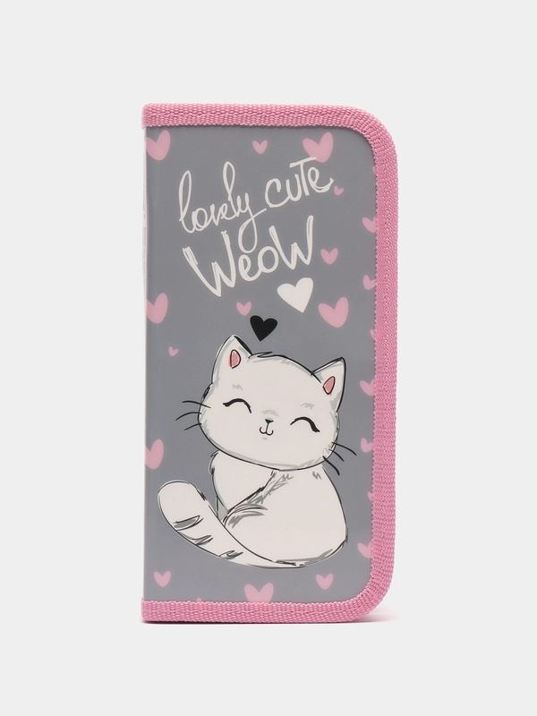 Пенал школьный для девочек, мальчика Пифагор, 1 отделение, 19х9 см, Cute Weow, 229197