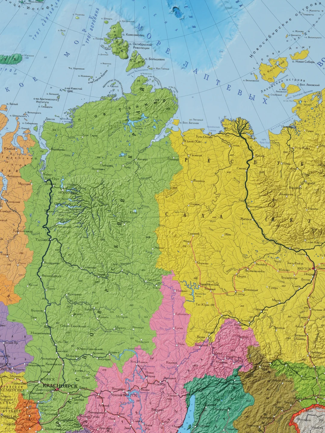Карта России политико-административная настенная, 1:8,5М, интерактивная, Brauberg, 112396