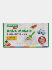 Аквамозаика 15 цветов, 1500 бусин, с трафаретами и инструментами, Brauberg Kids, 664913