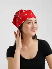 Красный бандана с классическим принтом, косынка на голову, платок с узором, повязка на волосы